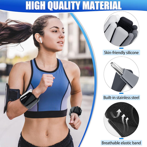 Wrist Weights for Women At Home Ankle Weights Set of 2 (1 lb /2 Lbs Each) Adjustable Weighted Wristbands Arm Leg Weights for Women Men Suitable for Walking Swimming Running Pilates Yoga Gym