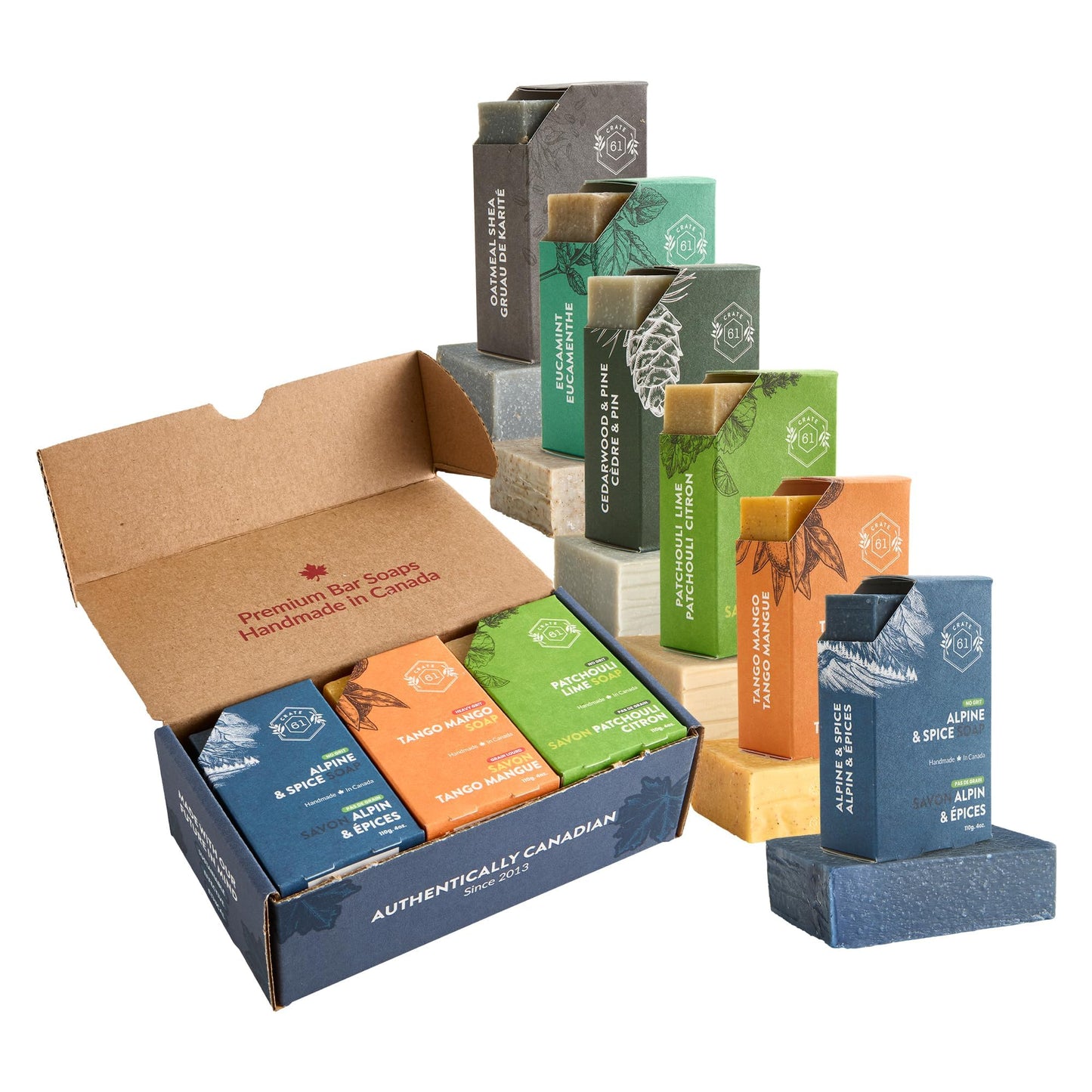 Handmade in Canada, Plant Based Cold Process Natural Bar Soap, With Premium Essential Oils, Dry Skin, Pack of 6 (Citrus)