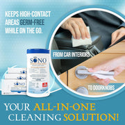 SONO Disinfecting Wipes - 80 Count (Canister of 1) and 60 Count (Pack of 3) + Sanitizer, Medical-Grade, Alcohol-Free, No Bleach, Gentle & Effective Multi-Surface Cleaning Solution