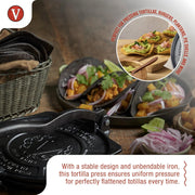 Victoria 8 Inches Cast Iron Tortilla Press, Roti Maker and Tortilladora, Pataconera Seasoned with Flaxseed Oil, Made in Colombia