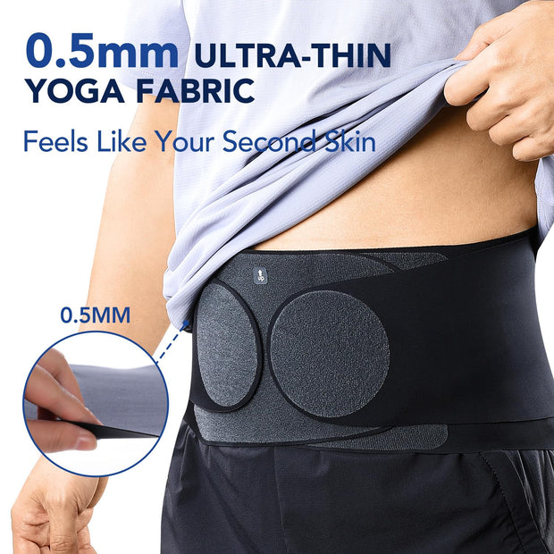 Ultra Thin Back Brace for Lower Back Pain Women, Enhanced Lumbar Support System, Seamless Yoga Fabric, Slim-Fit & Invisible, Wear under Clothes, Sciatica, Posture, Lifting, Rose, Size L