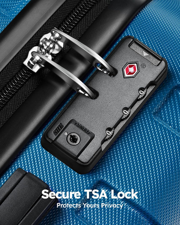 Suitour Luggage 3 Piece Sets Hard Shell Luggage Set with Spinner Wheels, TSA Lock, 20 24 28 inch Travel Suitcase Sets, Cerulean Blue