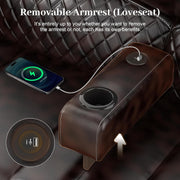 Loveseat Recliner Sofa Set with 2-Tier Cushion, 2+1+1 Pieces in Living Room, 2 Seater Reclining Loveseat Leather with Removable Console, 2 Oversize Recliner Chair Sofa Seat - Grey