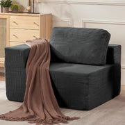 106" Cloud Sectional Couch, Left/Right Facing Convertible Sofa with Deep Seat, L-Shape Modular Upholstered Foam Couch for Living Room Bedroom, No Assembly Required (Corduroy Fabric, Beige)