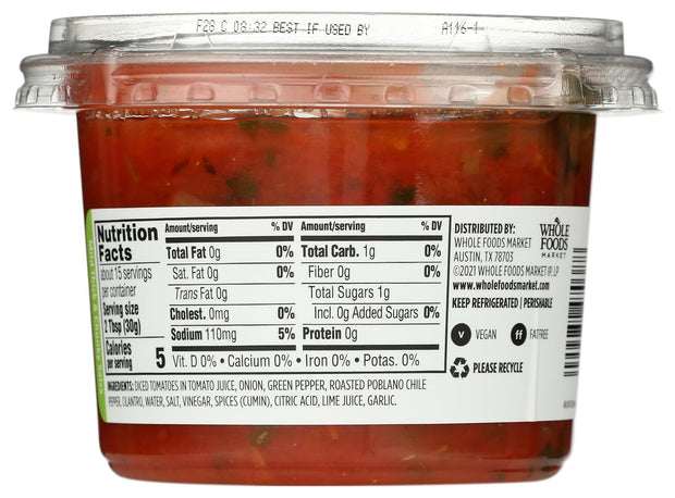 Whole Foods Market Mild Cantina Style Salsa Thick & Chunky, 16 oz