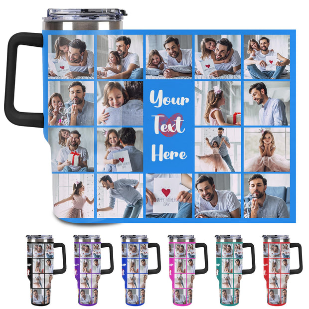 Personalized Tumbler Custom Vacuum Insulated Travel Mug Customizable Coffee Cup with Your Photos and Text Christmas Birthday Gift