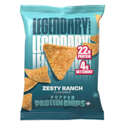 Legendary Foods Zesty Ranch Protein Chips – Popped Tortilla Style – 22g High Protein, 4g Net Carbs, Low Sugar, Gluten Free, Keto Snack Packs – 10 Count – Healthy Crunchy Chips