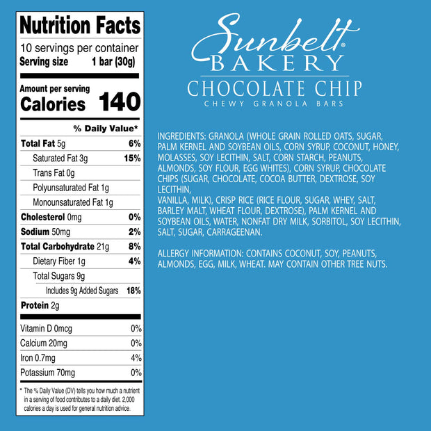 Sunbelt Bakery Fudge Dipped Chocolate Chip Chewy Granola Bars, Value Pack, 15 Count (Pack of 1)