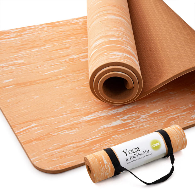 UMINEUX Extra Thick Yoga Mat, 2/5 Inch (10MM), Natural Rubber and TPE Non Slip Yoga Mats with Strap for Women Men, Eco Friendly Exercise Mat for Yoga, Pilates and Home Workout
