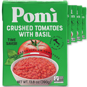 Pomì Crushed Tomatoes with Basil - Creamy, Velvety Italian Sauce, No Salt, Additives/Preservatives, GMO-Free, Gluten-Free, 100% Fresh Tomatoes, 13.8oz (Pack of 12)