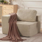 106" Cloud Sectional Couch, Left/Right Facing Convertible Sofa with Deep Seat, L-Shape Modular Upholstered Foam Couch for Living Room Bedroom, No Assembly Required (Corduroy Fabric, Beige)