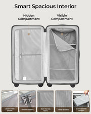 Trunk Luggage, 28 Inch Checked Luggage with Spinner Wheels, Lightweight PC Hard Shell Large Suitcase with TSA Lock, Removable Dividers (Black, 1PC)