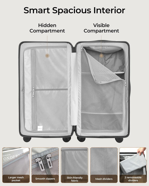 Trunk Luggage, 28 Inch Checked Luggage with Spinner Wheels, Lightweight PC Hard Shell Large Suitcase with TSA Lock, Removable Dividers (Black, 1PC)