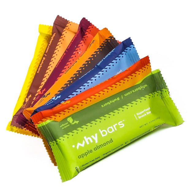 Why Bars, Protein Bars, Variety Pack, 2.04 Ounce Bars (Pack of 12 Protein Bars) - Protein Bar Superfood, Gluten Free, Non GMO, Organic, Vegan, Simple Ingredients
