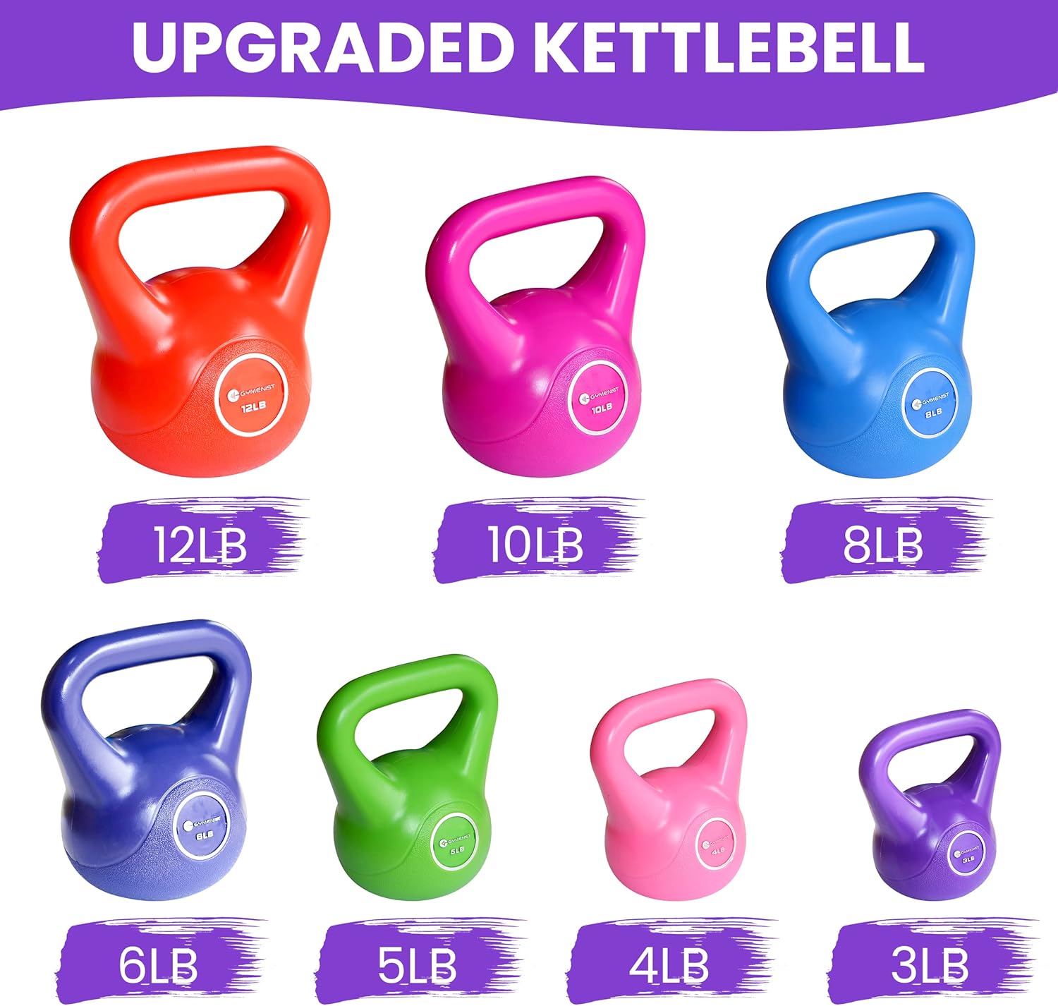 GYMENIST Exercise Kettlebell Fitness Workout Body Equipment Choose Your Weight Size (5 LB)