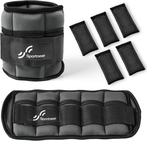 Sportneer Adjustable Ankle Weights 1 Pair 2 4 6 8 10 Lbs Leg Weight Straps for Women Men, Weighted Ankle Weights Set for Gym,Fitness, Workout,Walking, Jogging,1-5 lbs Each Ankle, 1 Pair 2-10 lbs