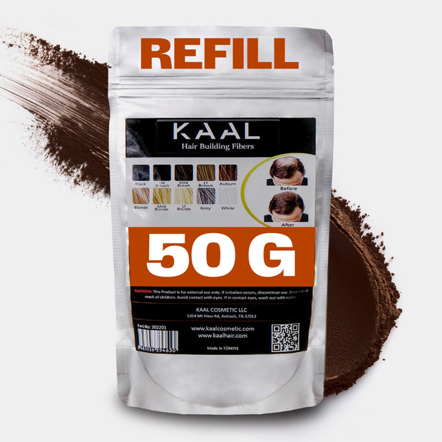 KAAL Hair Fiber Refill Pack | (0.88 oz, Medium Brown) Hair Powder Concealer for Thinning Areas and Hair Loss, Texturizing Powder for Men and Women