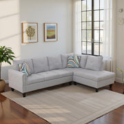 Sectional Couch 103.5" L Shaped Couch Comfy Futon Bed Upholstered Faux Leather 3 Pieces Living Room Furniture Sets with Ottoman and High Density Sponges for Living Room, White