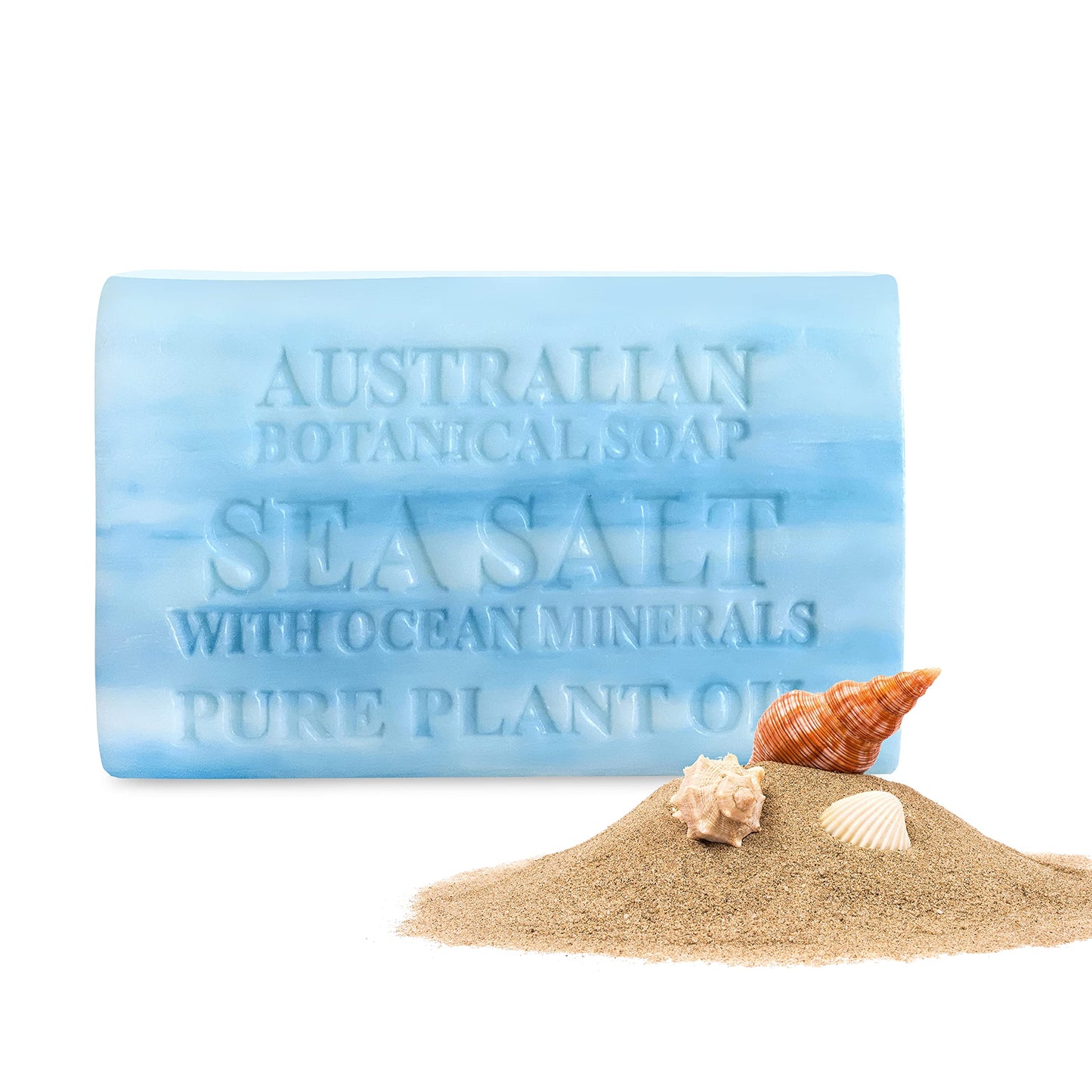 Australian Botanical Soap, Sea Salt, Lemongrass, Pink Lychee, Valencia Orange 6.6 OZ, Luxury Soap Bars Enriched with Shea Butter, Vegan Friendly Assorted Pack of 4