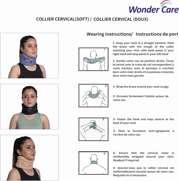 Wonder Care Neck Brace for Sleeping Cervical Collar Adjustable Neck Support Brace Relief Cervical Spine Pressure Ideal for Travel, Office Workers & Neck Injury Recovery, X-Large