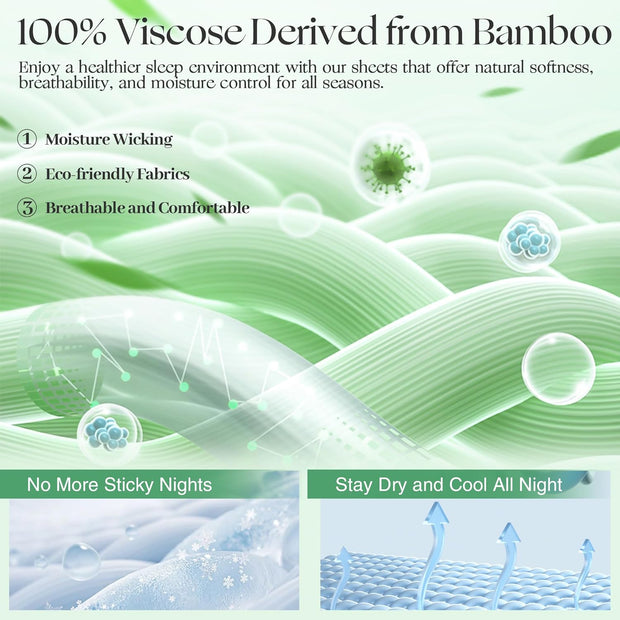 Silver Infused Bed Sheets, Cooling Fabric with Self-Cleaning Technology for Restful Sleep, Genuine 100% Organic Viscose Derived from Bamboo, Breathable and Soft Bed Sheets (Gray, King)