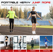 Weighted Jump Rope for Men and Women 1 LB Ball Bearing Rapid Speed Skipping Rope for Workout Fitness Exercise Aluminum Handle Adjustable Length Fabric Cotton and Solid PVC