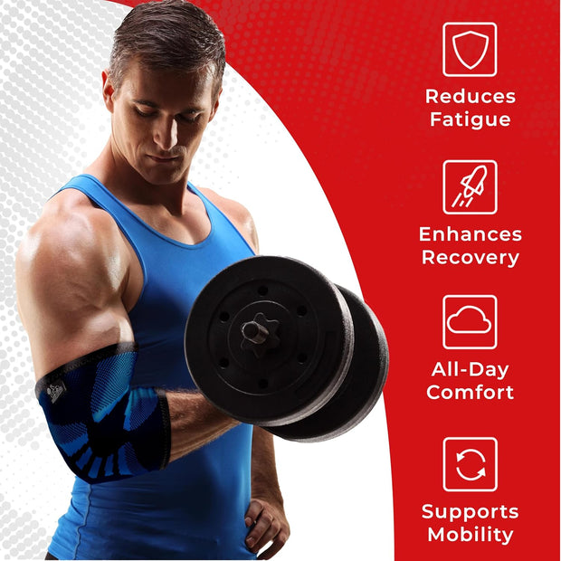 Nordic Lifting Elbow Compression Sleeves (1 Pair) – Support for Pain Relief, Tendonitis, Golfer’s & Tennis Elbow Recovery