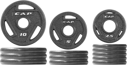 CAP Barbell 2-Inch Olympic Cast Iron Plate Weight Set | 75-285 lbs | Multiple Options