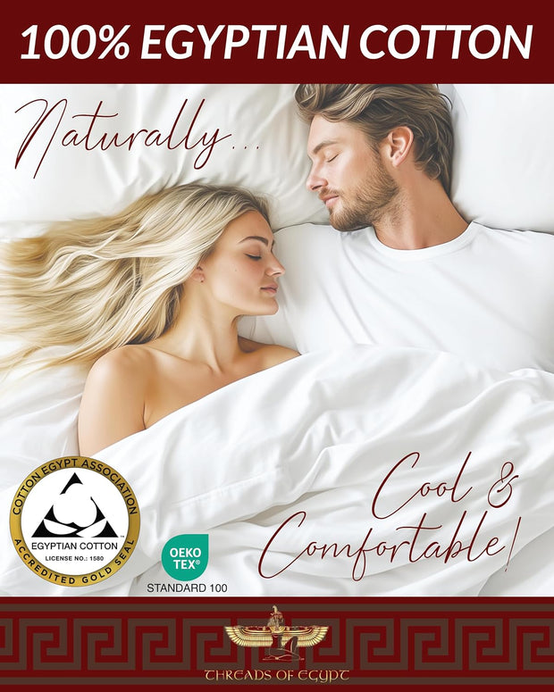 100% Egyptian Cotton Sheets King Size | 400 Thread Count | CEA Gold Seal Certified | Ultra Soft | Cooling for Hot Sleepers | 18" Deep Pocket | King Size [White]