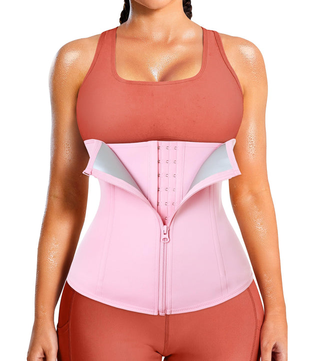 LEINIDINA Womens Waist Trainer Corset with Zipper Sweat Waist Trimmer for Women Workout Belt Corset Shapewear