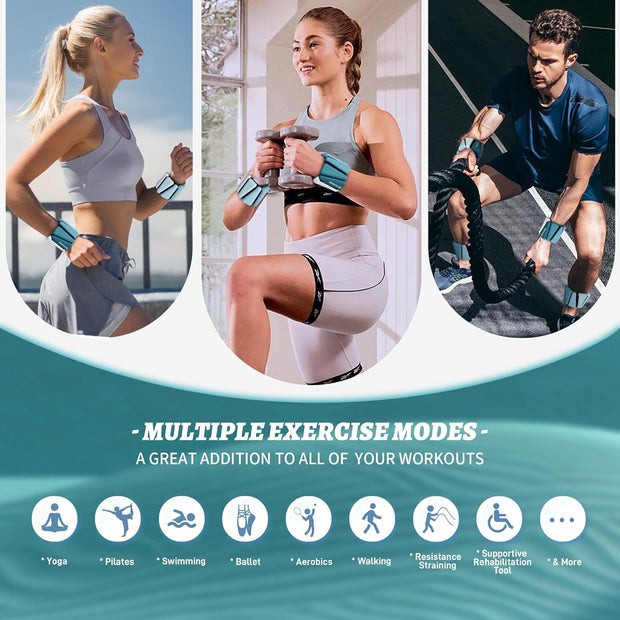Wrist Weights for Women At Home Ankle Weights Set of 2 (1 lb /2 Lbs Each) Adjustable Weighted Wristbands Arm Leg Weights for Women Men Suitable for Walking Swimming Running Pilates Yoga Gym