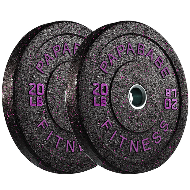 Papababe Weight Plates, 2-Inch Weights Plates Set, Floor Protective Rubber Weight Plates, 10-600lbs Bumper Plates for Barbell Strength Training & Weightlifting (Single/Pair/Full Set)