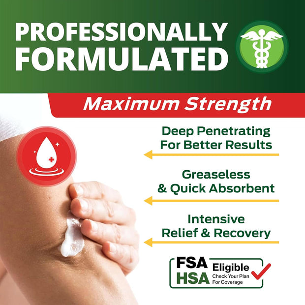 Owell Naturals Deep Penetrating Pain Relief Cream– Maximum Strength Formula for Joints & Muscles – Fast-Acting Comfort for Back, Knees, Hands, Legs & More, 14 oz