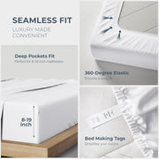 THREAD SPREAD 100% Egyptian Cotton King Size Sheets Set - Luxury 1500 Thread Count Egyptian Cotton Sheets King Size, Silky Soft, Cooling, Sateen Weave 17" Deep Pocket Bed Set - White