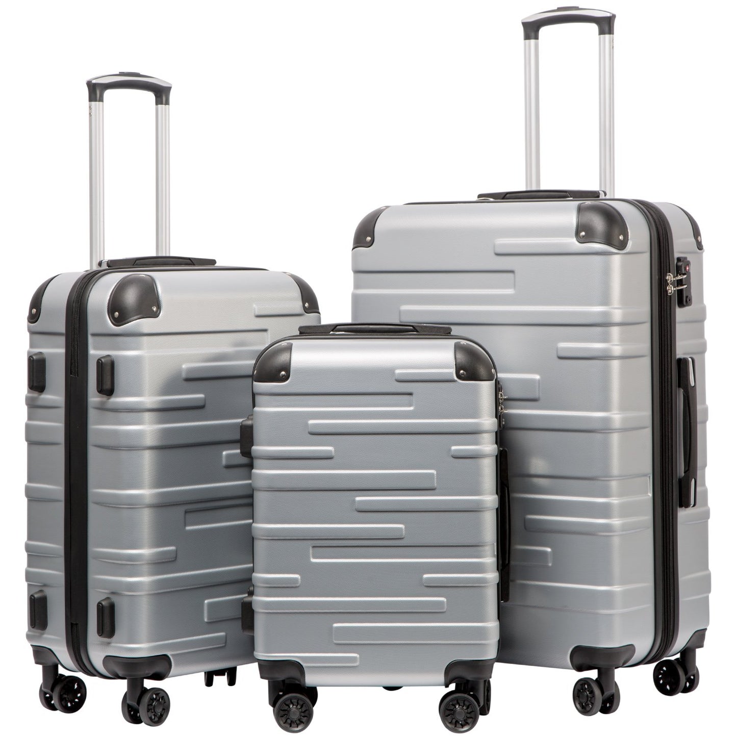 Coolife Luggage Expandable(only 28") Suitcase 3 Piece Set with TSA Lock Spinner 20in24in28in (dark green)