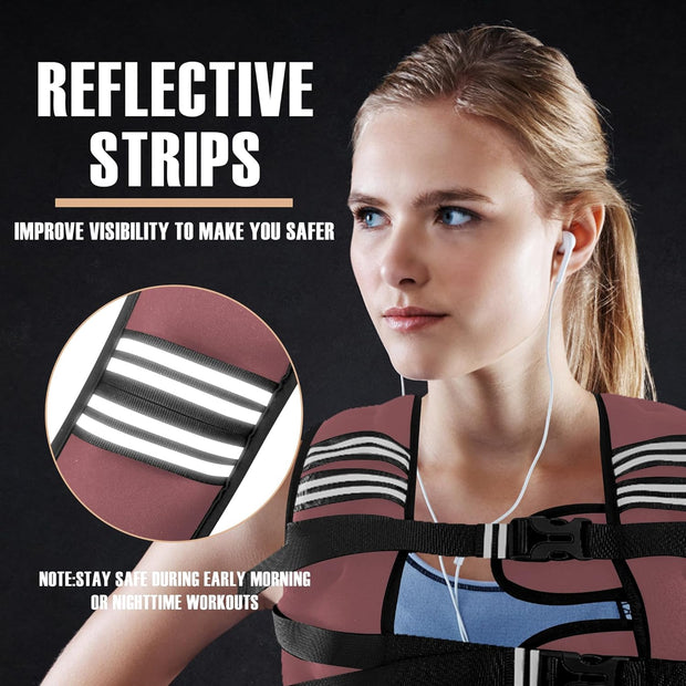 Weighted Vest Men or Women - 5/10/15/20/25/30lbs Weights with Reflective Stripe, Weighted Vest for Workout Equipment for Strength Training Running - Walking Weight Loss