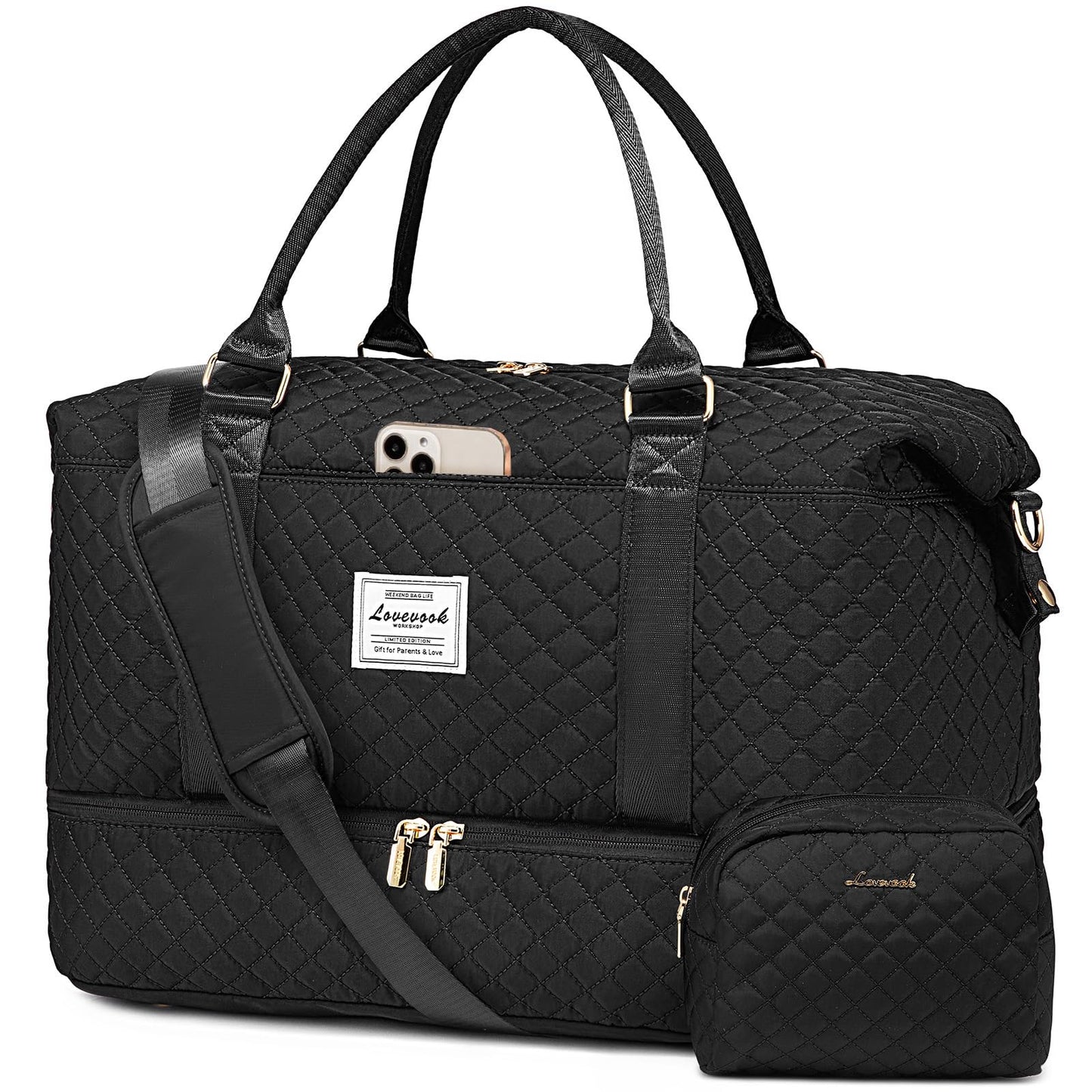 LOVEVOOK Travel Duffle Bag,Weekender Bags for Women with Shoe Compartment，Carry on Overnight Bag with Toiletry Bag,Gym Duffel Bag with Wet Pocket, Hospital Bags for Labor and Delivery