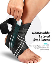 Quick Lace Up Ankle Brace for Women Men with Removable Side Splints, Adjustable Ankle Support for Sprained Ankle Injury Recovery, Ankle Stabilizer for Basketball Volleyball Tennis, 1 Unit