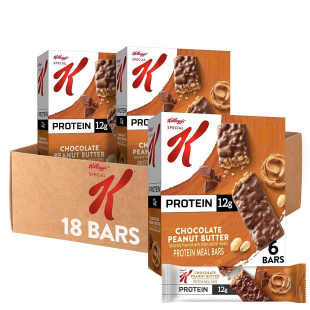 Special K Bar Protein Meal Bars, 12g Protein, Meal Replacement, Chocolate Peanut Butter (3 Boxes)