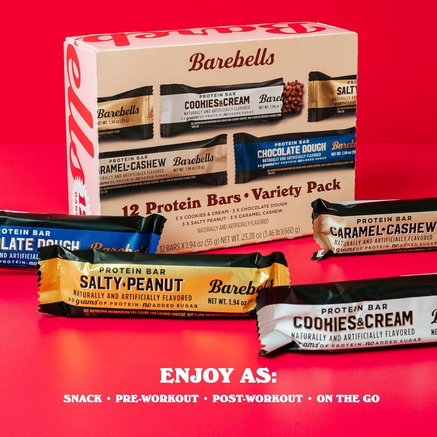 Barebells Protein Bars Variety Pack - 12 Count, 1.9oz Bars - Protein Snacks with 20g of High Protein - Chocolate Protein Bar with 1g of Total Sugars - Perfect on The Go Protein Snack & Breakfast Bars