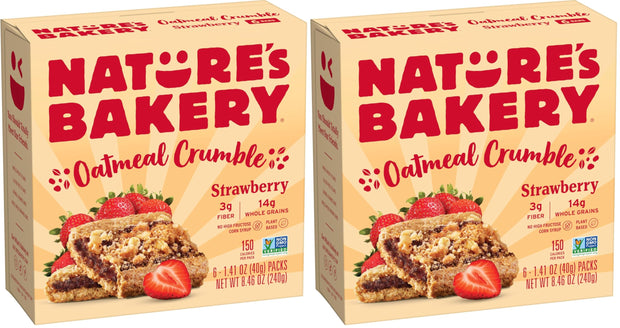Nature's Bakery Oatmeal Crumble Bars, Strawberry, Real Fruit, Vegan, Non-GMO, Breakfast Bar, 7 Boxes With 12 Bars, 84 Count