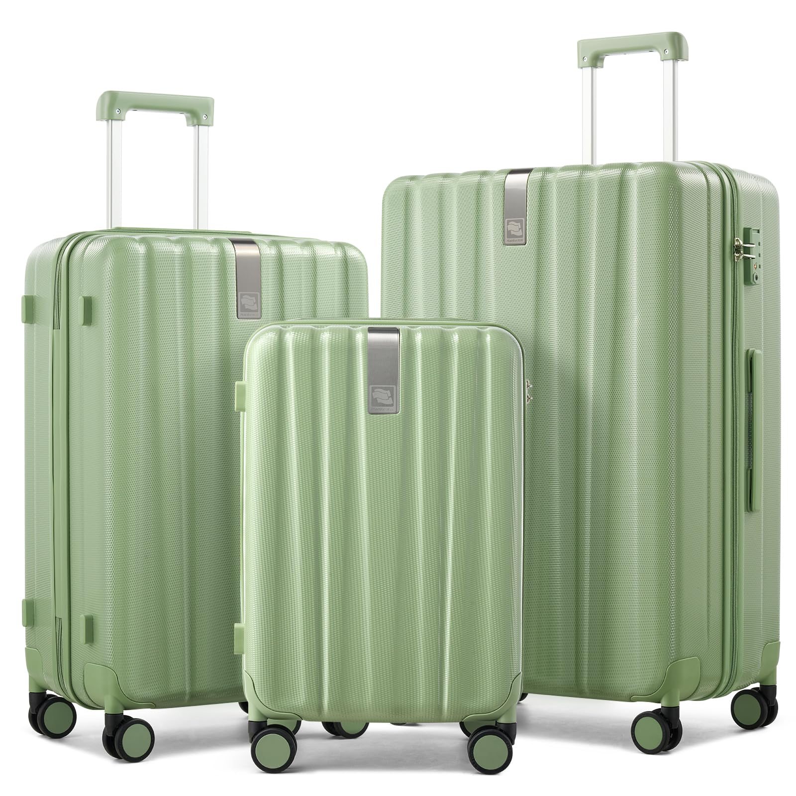 Hanke Expandable Hardshell Luggage Sets 3 Piece Extra Large Suitcases with Lock,28 Inch Luggage with Spinner Wheels, PC Travel Suitcase for Women Men 20 24 29Inch,Blackish Green