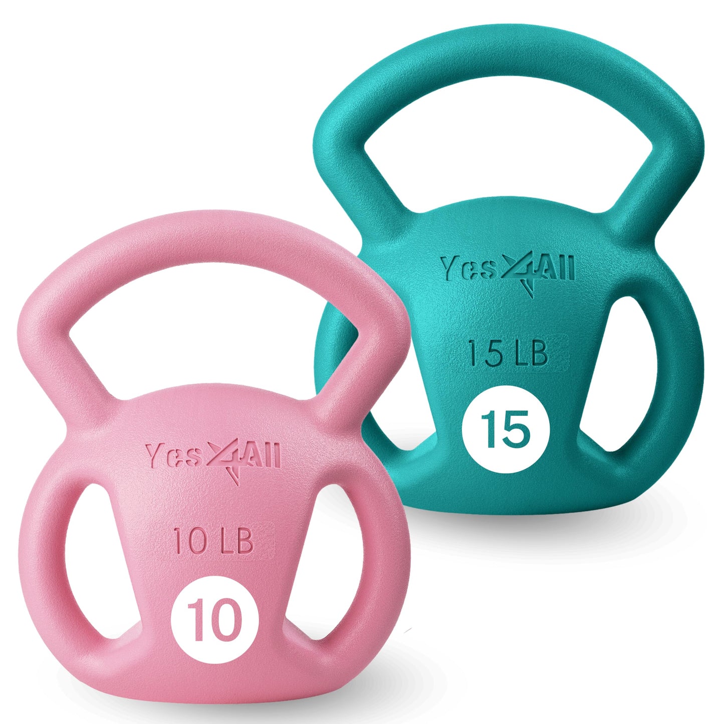 Yes4All Kettlebell 10&15lb Weight with Wide Multigrip Handle for Dumbbell Weights Exercises, Full Body Workout Equipment