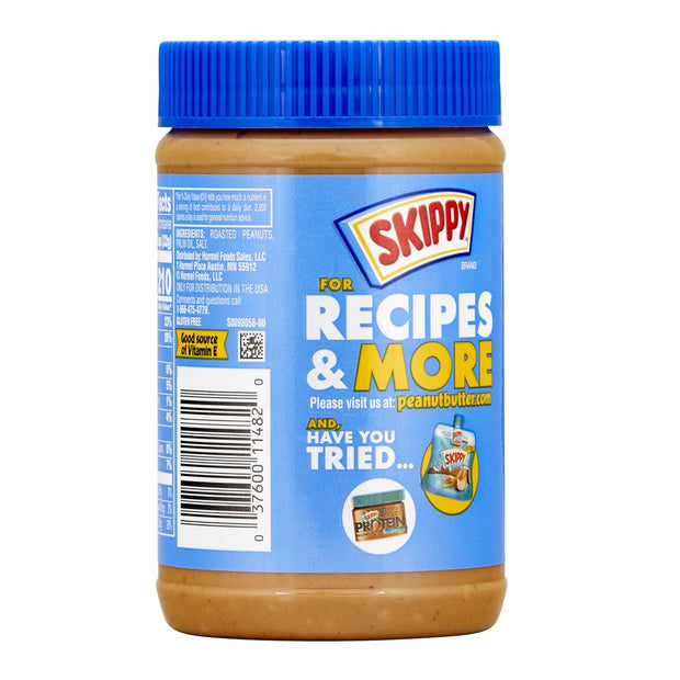 SKIPPY No Sugar Added Chunky Peanut Butter Spread, 16 oz Jars (Pack of 12) – 3 Ingredients, 7g Protein per Serving, Gluten-Free