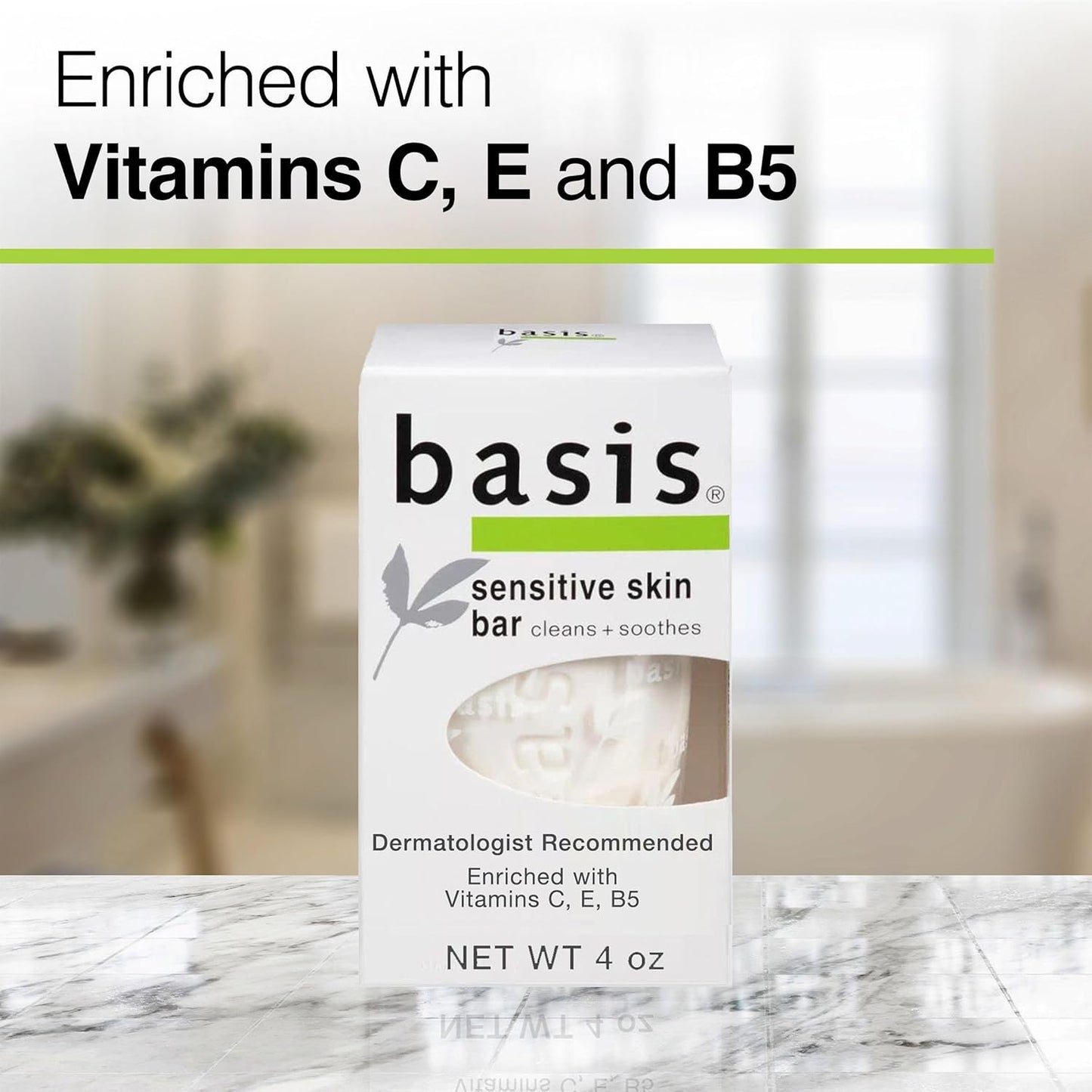Basis Sensitive Skin Bar Soap for Body, Hands and Face, Unscented Soap Bar for Sensitive Skin with Chamomile and Aloe Vera, 4 Oz, Pack of 6