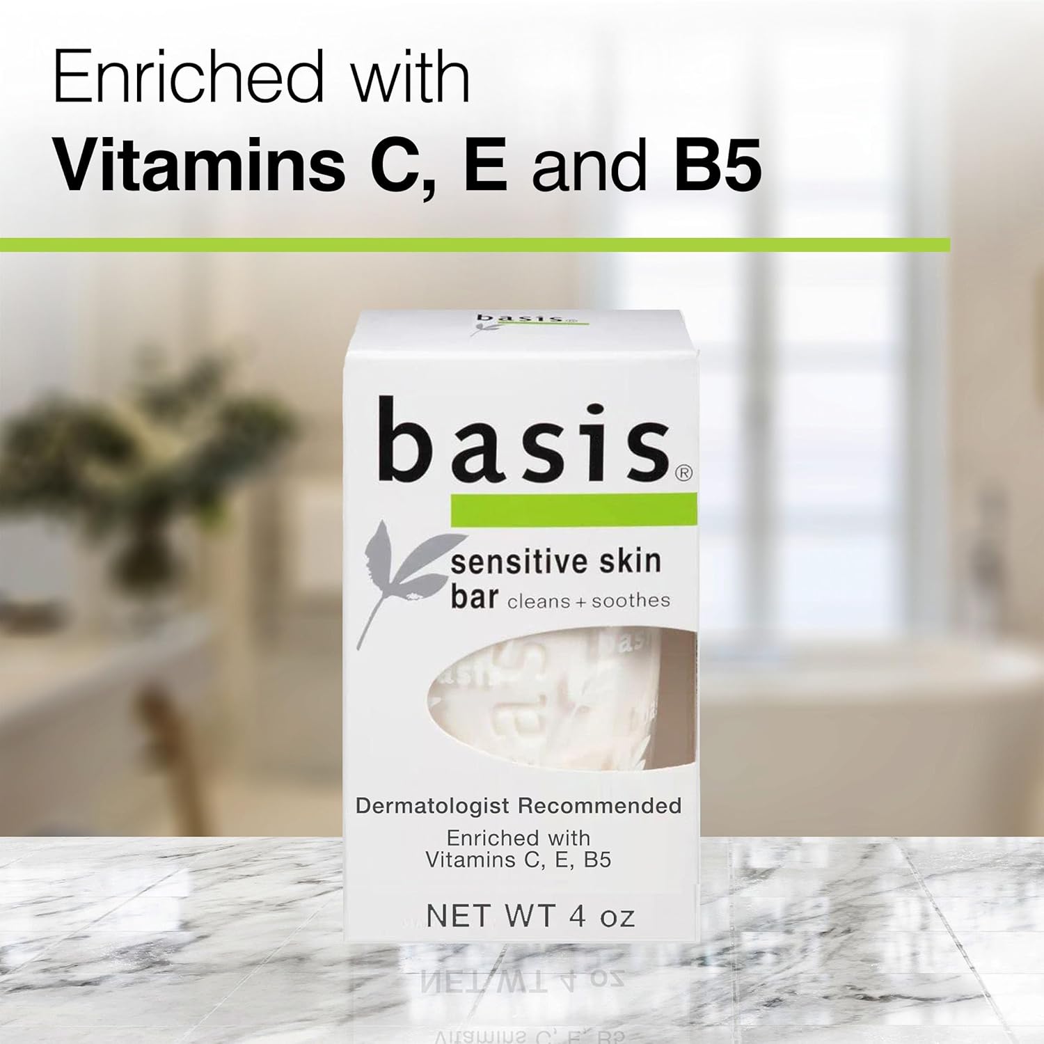 Basis Sensitive Skin Bar Soap for Body, Hands and Face, Unscented Soap Bar for Sensitive Skin with Chamomile and Aloe Vera, 4 Oz, Pack of 6