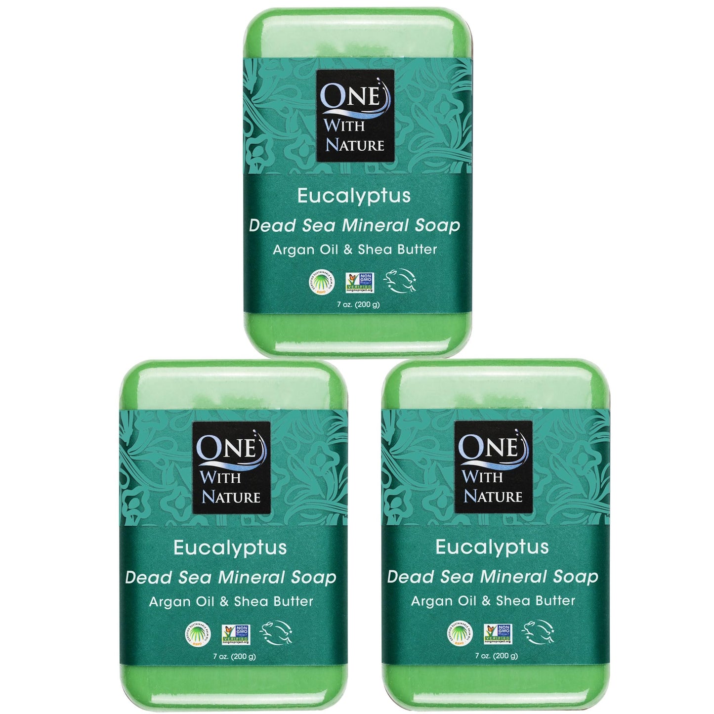 One With Nature Activated Charcoal Soap 4oz 6-Pack Gift Box – Detoxifying and Exfoliating Charcoal Soap Bar with Dead Sea Salt for Face & Body, for Men & Women