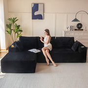 MAXYOYO 110" Modular Sectional Couch with L-Shape Chaise, Modern Boneless Couch for Living Room, Sofa in A Box, Oversized Sofa Sleeper with Deep Seat, No Assembly Required, Dark Grey