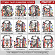 Smith Machine with Cable Crossover System, Multi-Function Squat Rack Power Cage for Home Gym, Power Rack and Packages Weight Sets