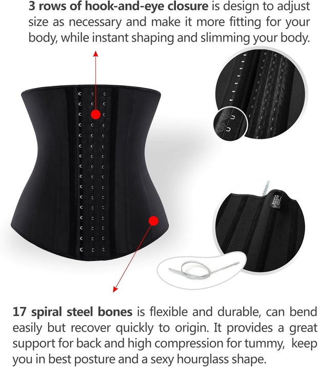 YIANNA Latex Long Torso Waist Trainer for Women Tummy Control Underbust Waist Cincher Corset Sport Girdle Body Shaper